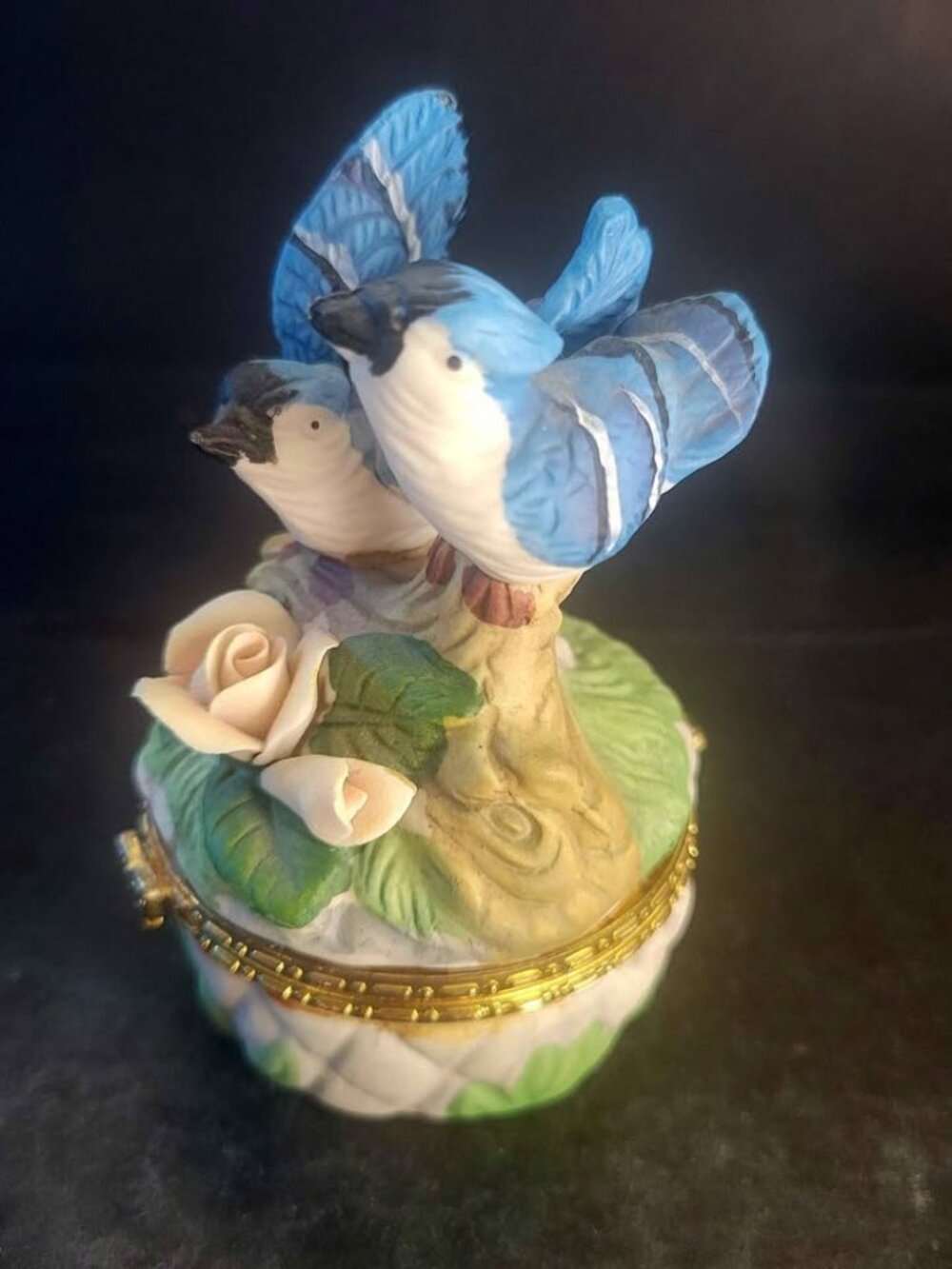 Porcelain Blue Jay Trinket Box